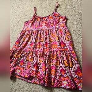 🌈O.N. Cotton Spandex Floral Braided Spaghetti Strap Long Tunic Tank